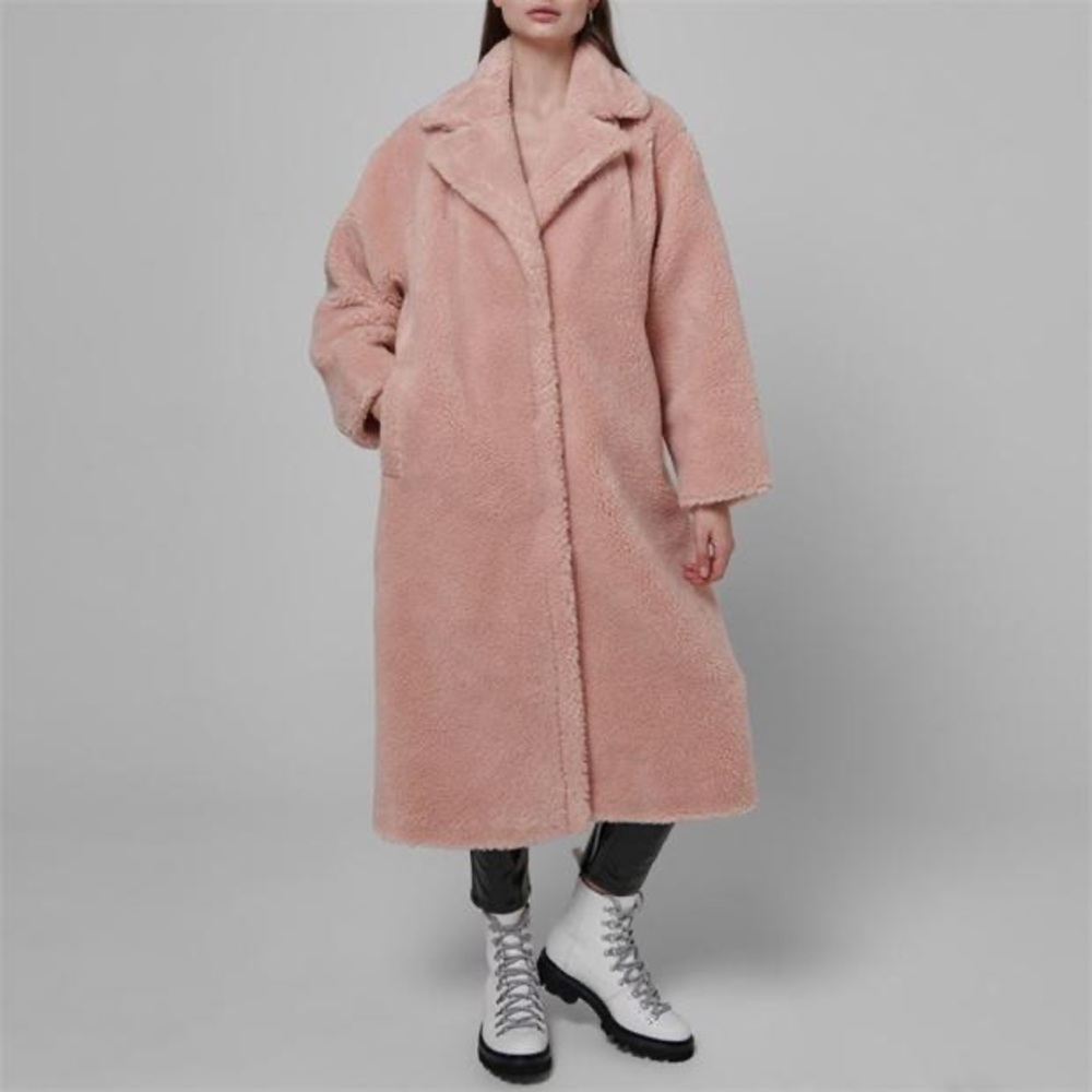 Stand Studio Pink Teddy Faux Fur Coat